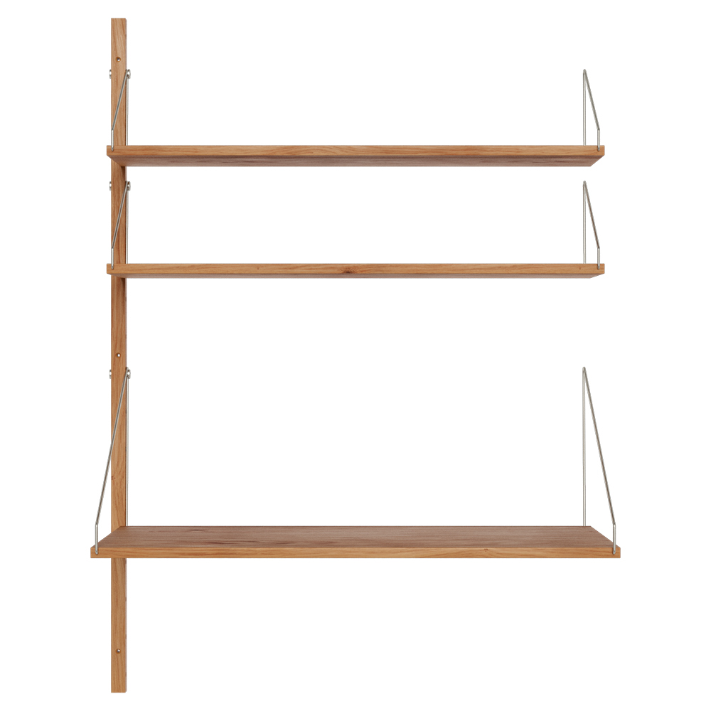 Shelf Library Add-on Desk Section - 32.18"W x 45.2"H, Natural Oak