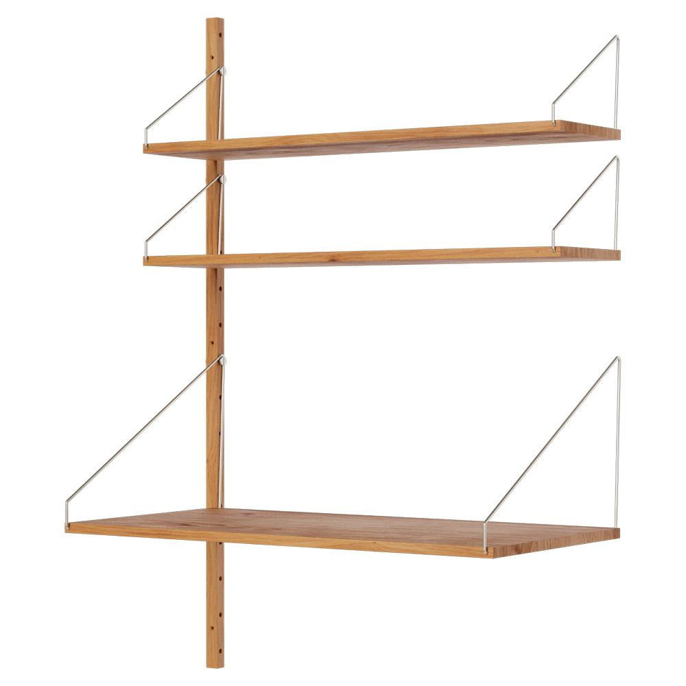 Shelf Library Add-on Desk Section - 32.18"W x 45.2"H, Natural Oak