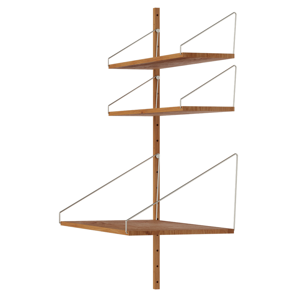 Shelf Library Add-on Desk Section - 32.18"W x 45.2"H, Natural Oak