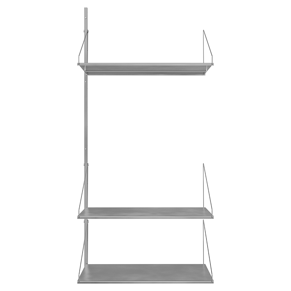 Shelf Library Add-on Hanger Section - 31.99"W x 72.91"H, Stainless Steel