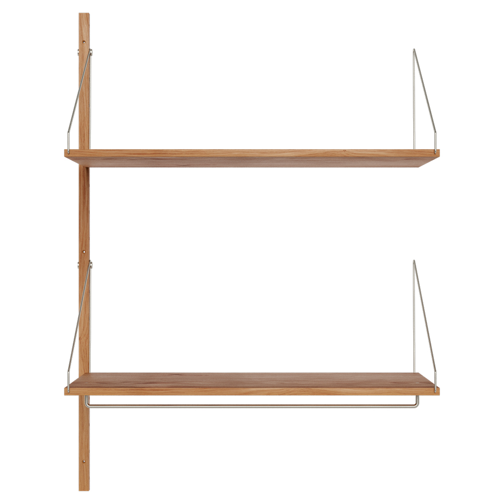 Shelf Library Add-on Hanger Section - 32.18"W x 45.2"H, Natural Oak