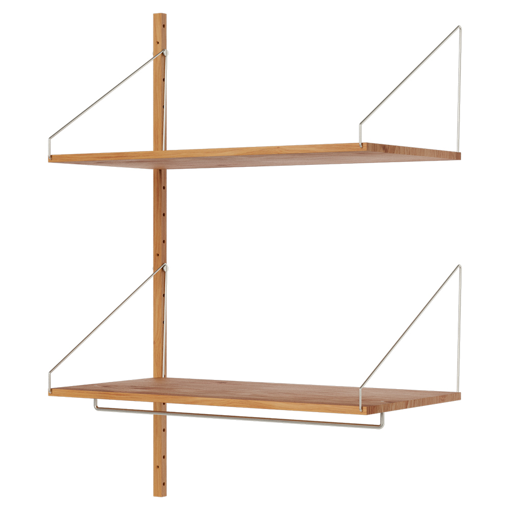 Shelf Library Add-on Hanger Section - 32.18"W x 45.2"H, Natural Oak