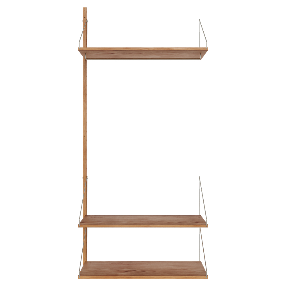 Shelf Library Add-on Hanger Section - 32.18"W x 72.91"H, Natural Oak
