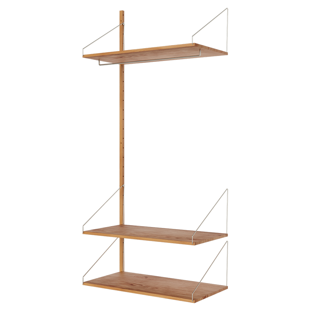 Shelf Library Add-on Hanger Section - 32.18"W x 72.91"H, Natural Oak