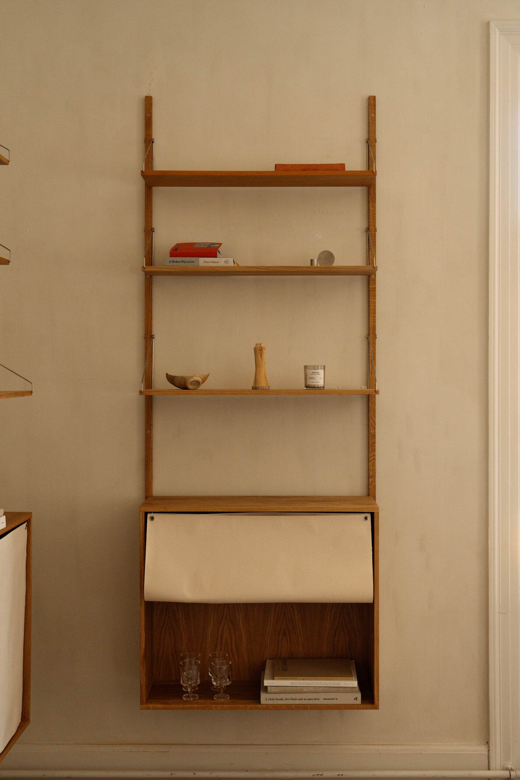 Shelf Library Canvas Cabinet - Natural Oak, Canvas