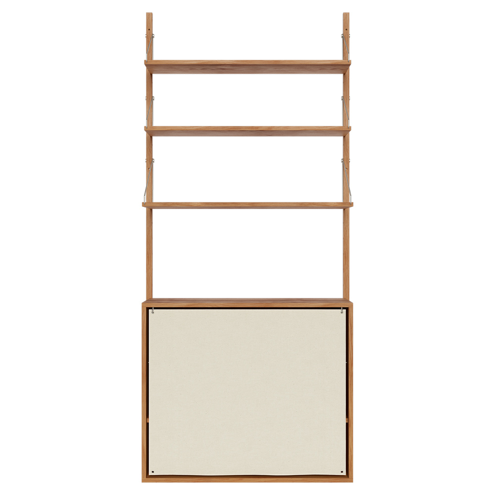 Shelf Library Canvas Cabinet Section - Natural Oak, Canvas