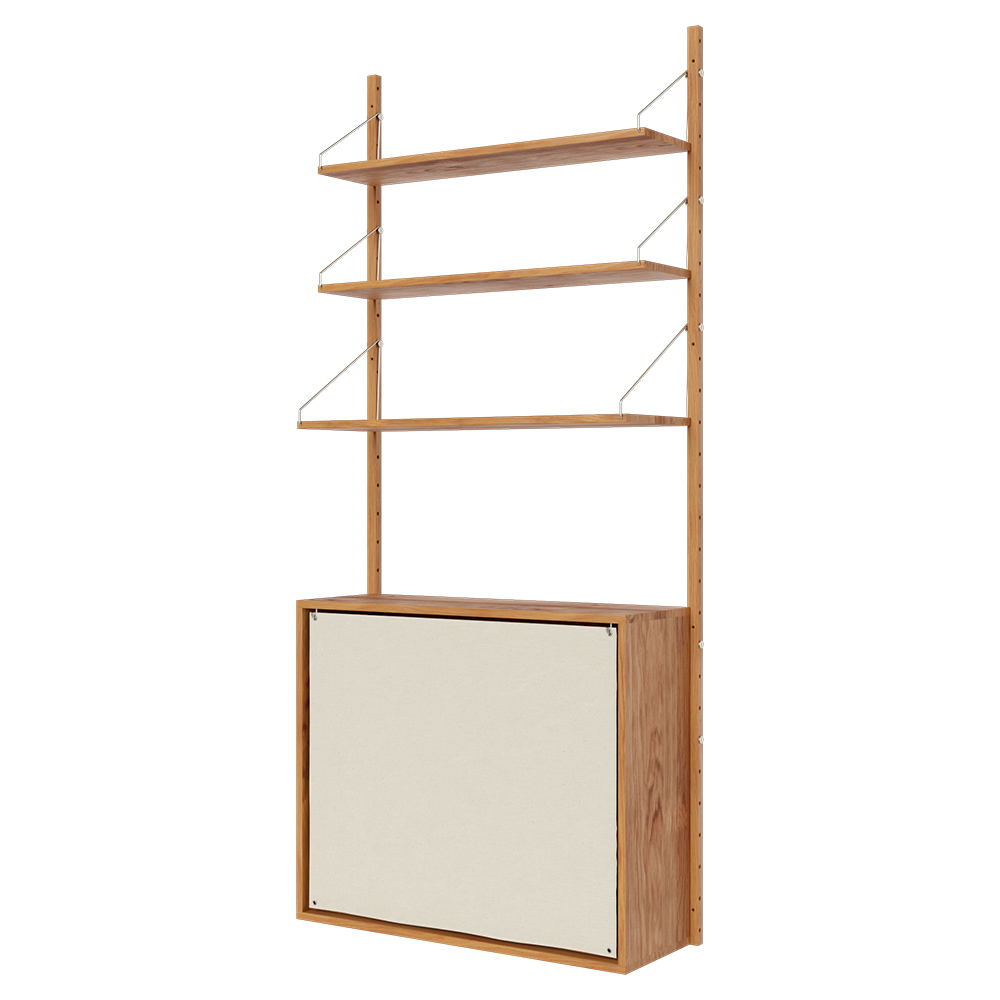 Shelf Library Canvas Cabinet Section - Natural Oak, Canvas