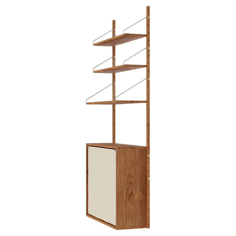 Shelf Library Canvas Cabinet Section - Natural Oak, Canvas