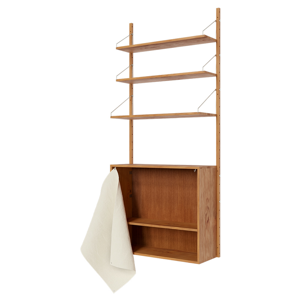 Shelf Library Canvas Cabinet Section - Natural Oak, Canvas