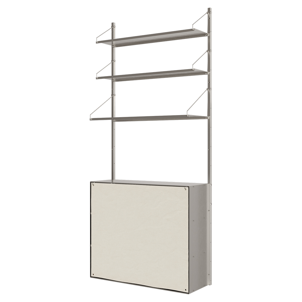 Shelf Library Canvas Cabinet Section - Stainless Steel, Canvas
