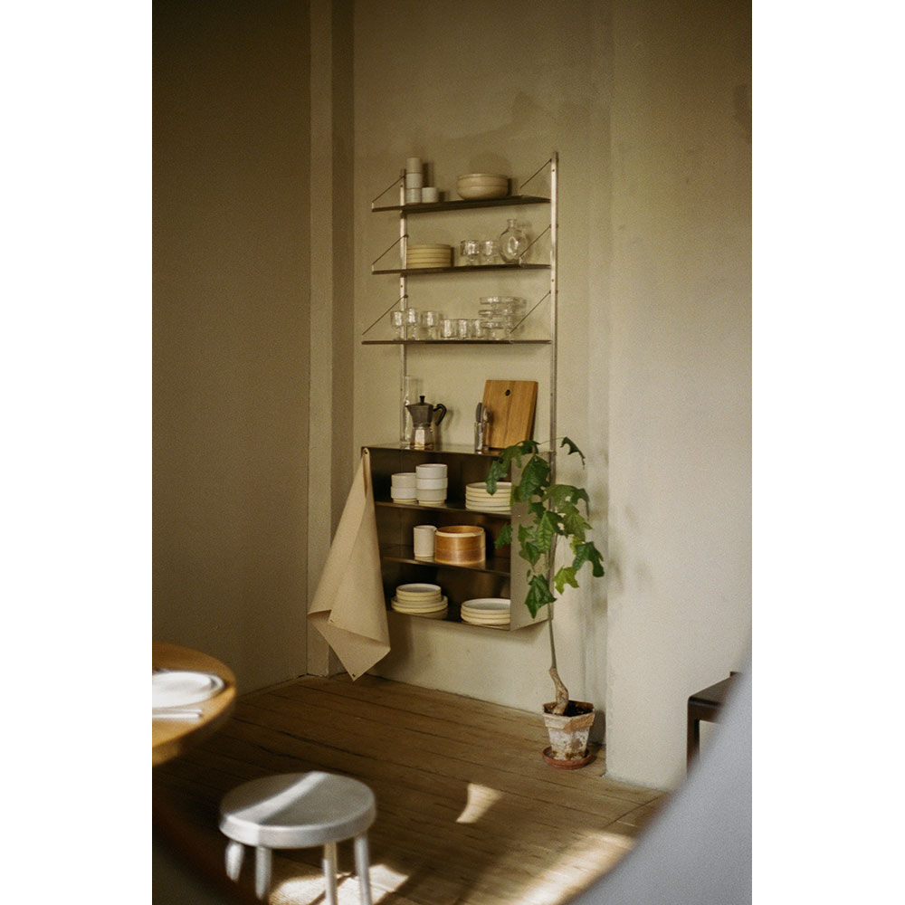 Shelf Library Canvas Cabinet Section - Stainless Steel, Canvas