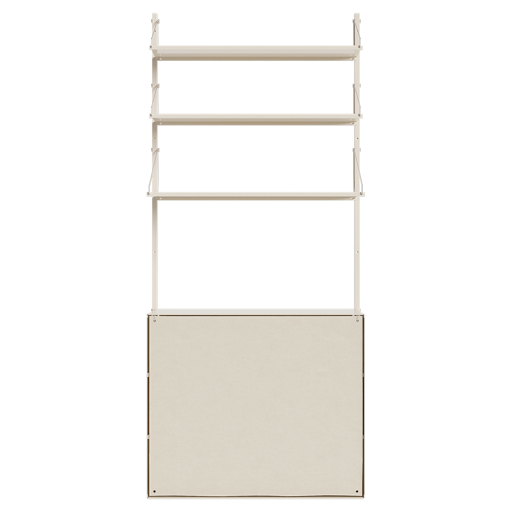 Shelf Library Canvas Cabinet Section - Warm White Steel, Canvas