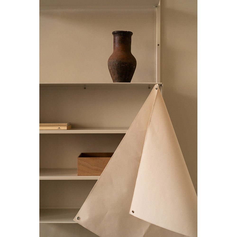 Shelf Library Canvas Cabinet Section - Warm White Steel, Canvas