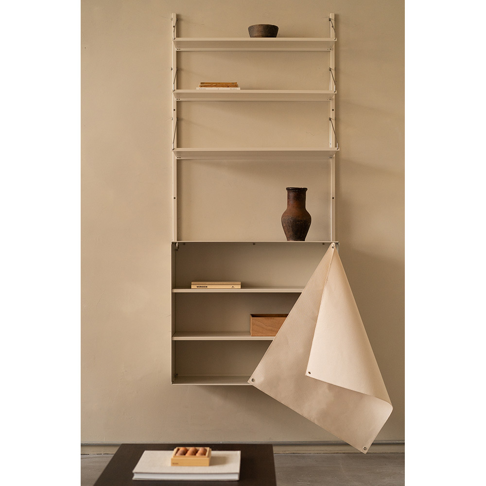 Shelf Library Canvas Cabinet Section - Warm White Steel, Canvas