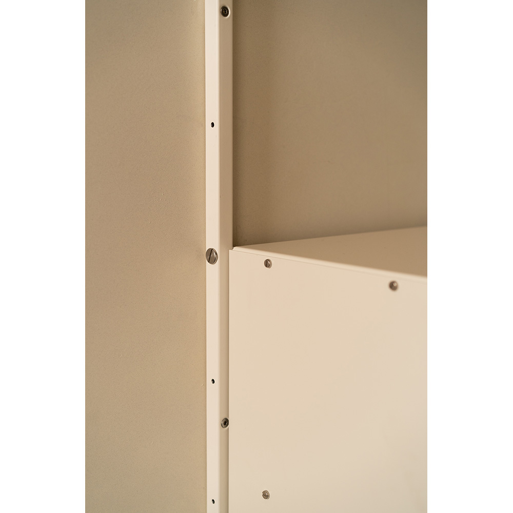 Shelf Library Canvas Cabinet Section - Warm White Steel, Canvas