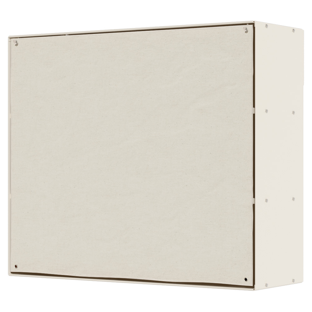 Shelf Library Canvas Cabinet - Warm White Steel, Canvas
