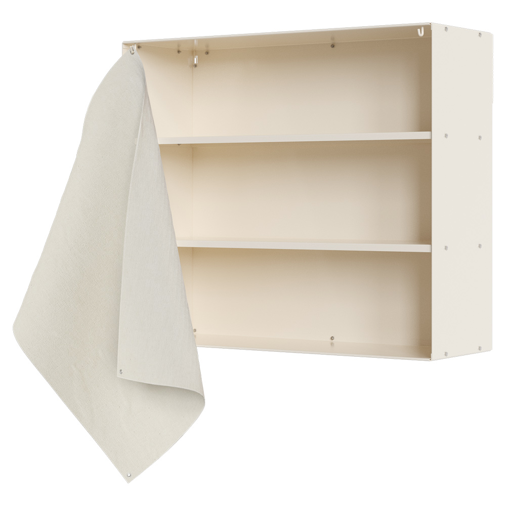 Shelf Library Canvas Cabinet - Warm White Steel, Canvas