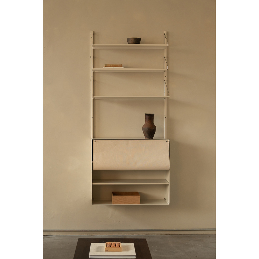 Shelf Library Canvas Cabinet - Warm White Steel, Canvas