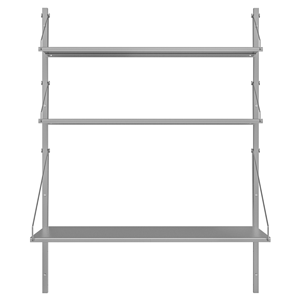 Shelf Library Desk Section - 32.48"W x 42.67"H, Stainless Steel
