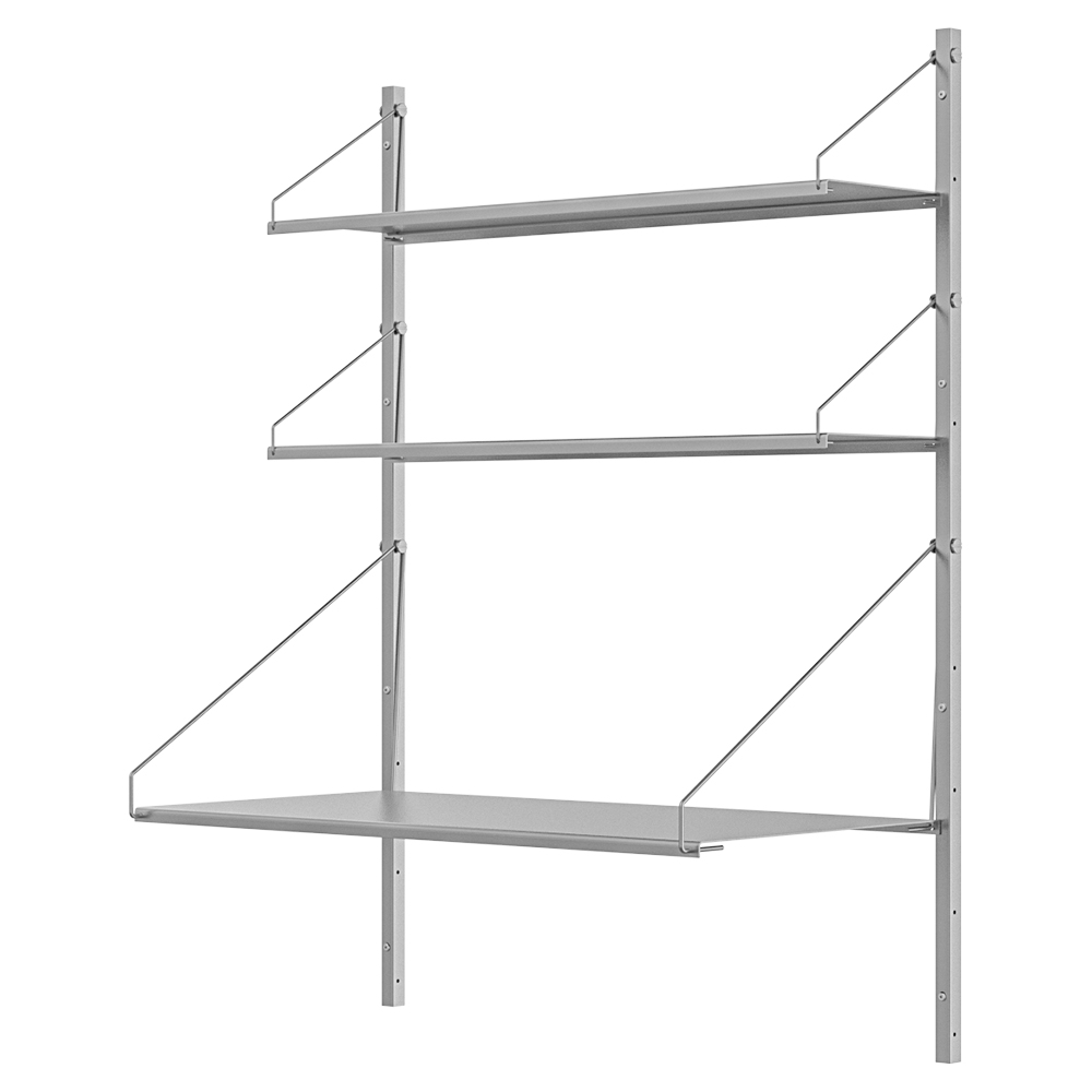 Shelf Library Desk Section - 32.48"W x 42.67"H, Stainless Steel