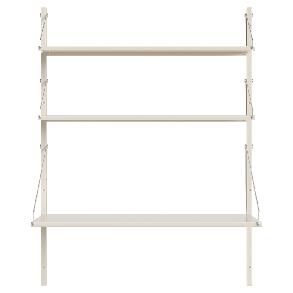 Shelf Library Desk Section - 32.48"W x 42.67"H, Warm White Steel
