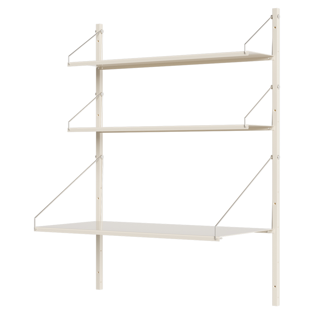 Shelf Library Desk Section - 32.48"W x 42.67"H, Warm White Steel