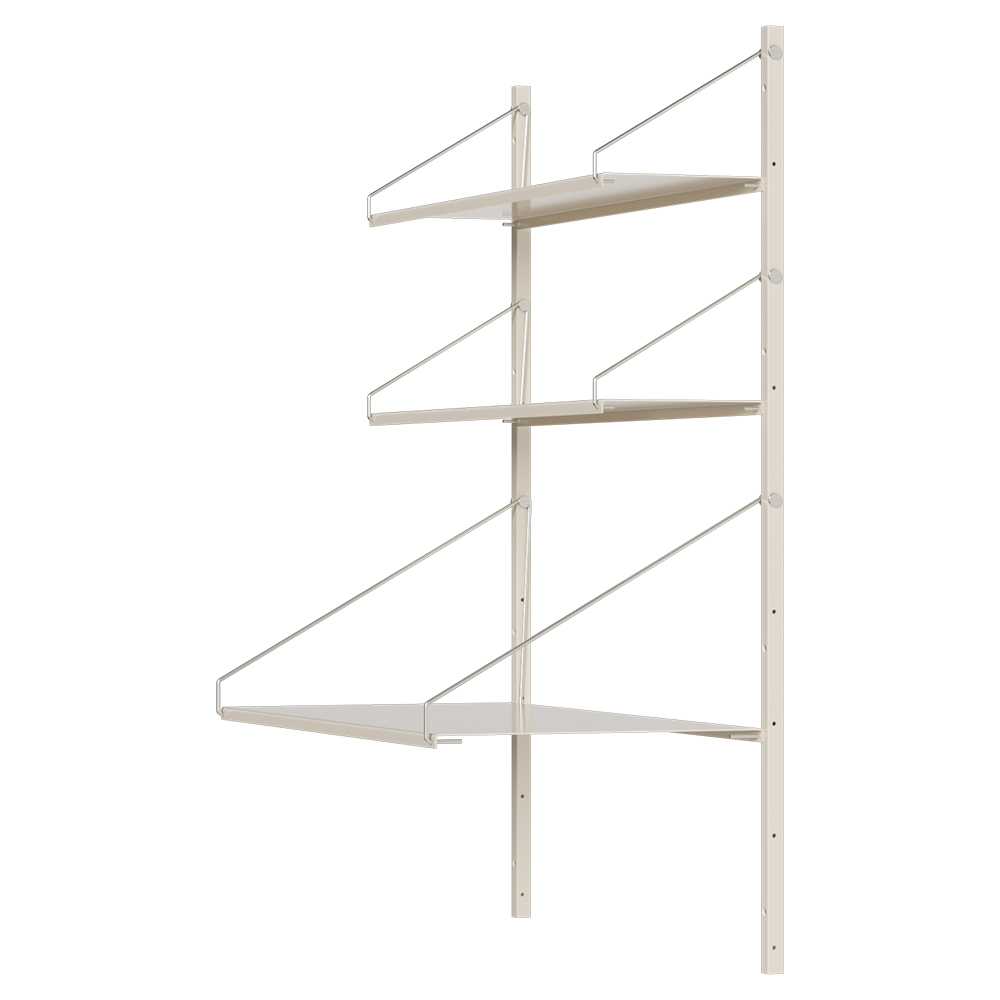 Shelf Library Desk Section - 32.48"W x 42.67"H, Warm White Steel