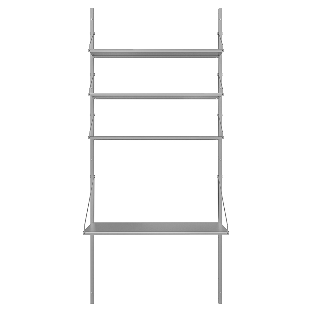 Shelf Library Desk Section - 32.48"W x 72.91"H, Stainless Steel