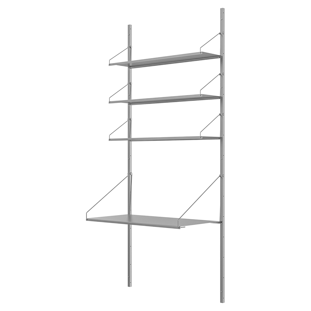 Shelf Library Desk Section - 32.48"W x 72.91"H, Stainless Steel