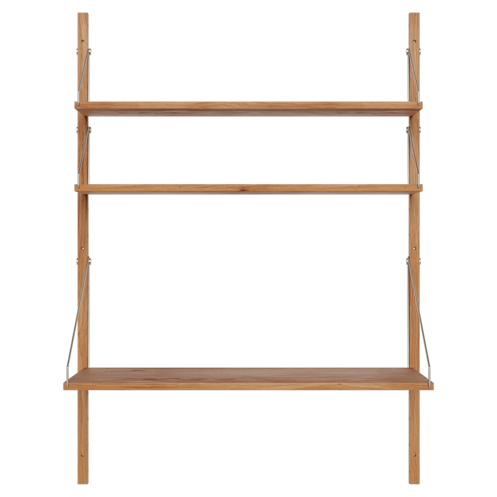 Shelf Library Desk Section - 32.87"W x 45.2"H, Natural Oak