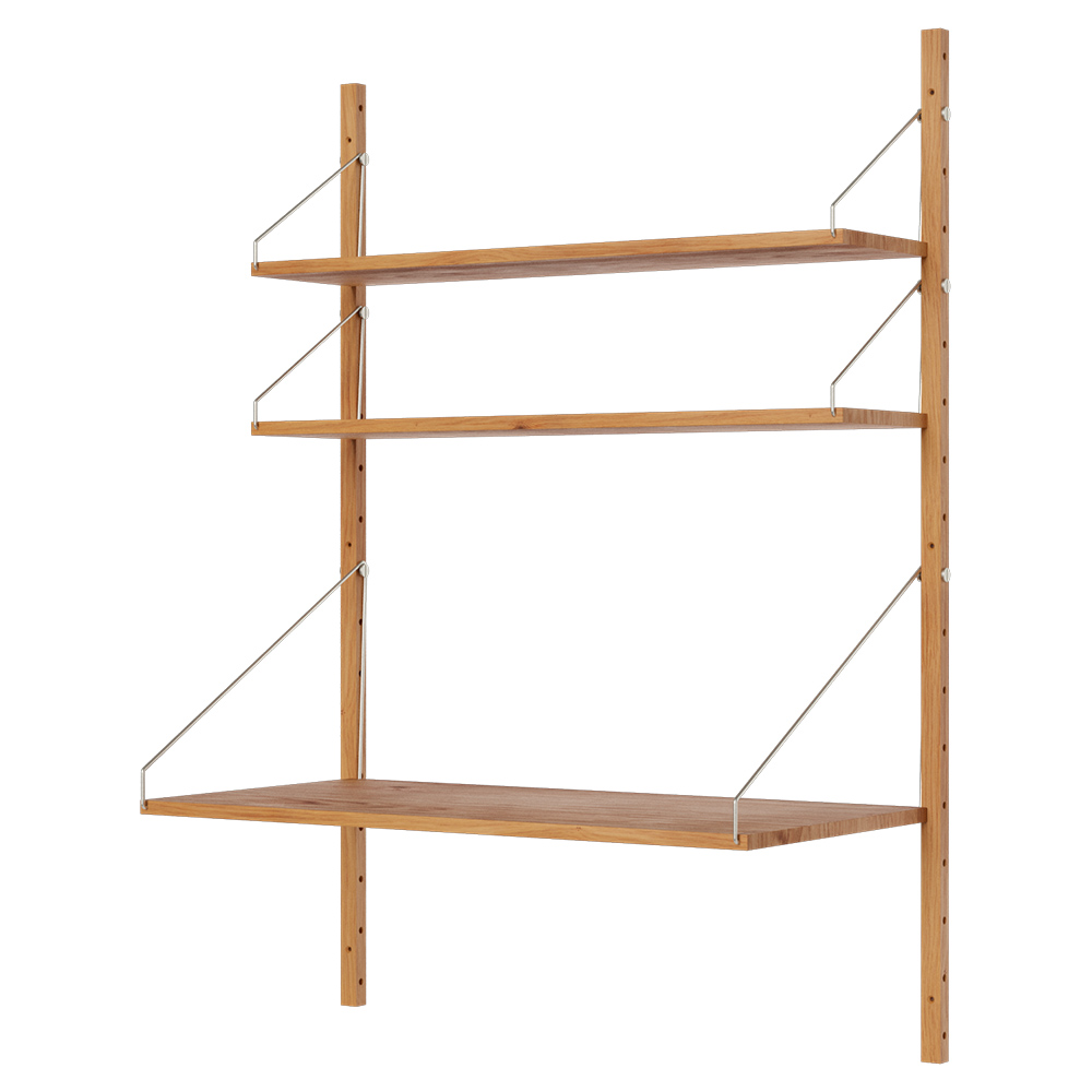 Shelf Library Desk Section - 32.87"W x 45.2"H, Natural Oak