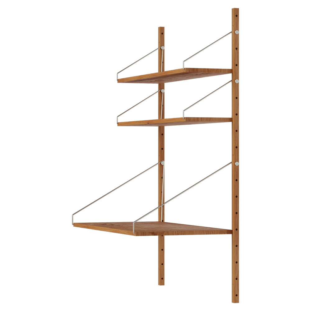 Shelf Library Desk Section - 32.87"W x 45.2"H, Natural Oak