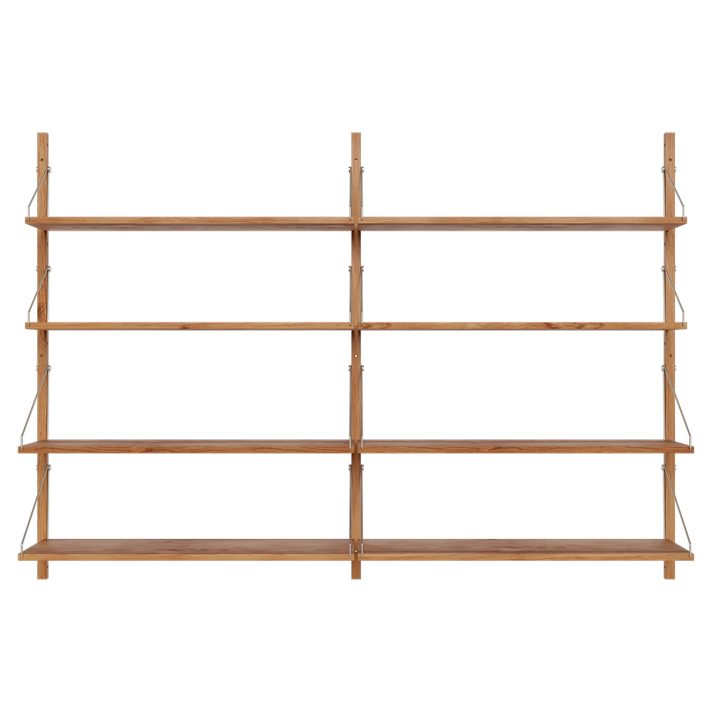 Shelf Library Double Section - 64.76"W x 45.2"H, Natural Oak