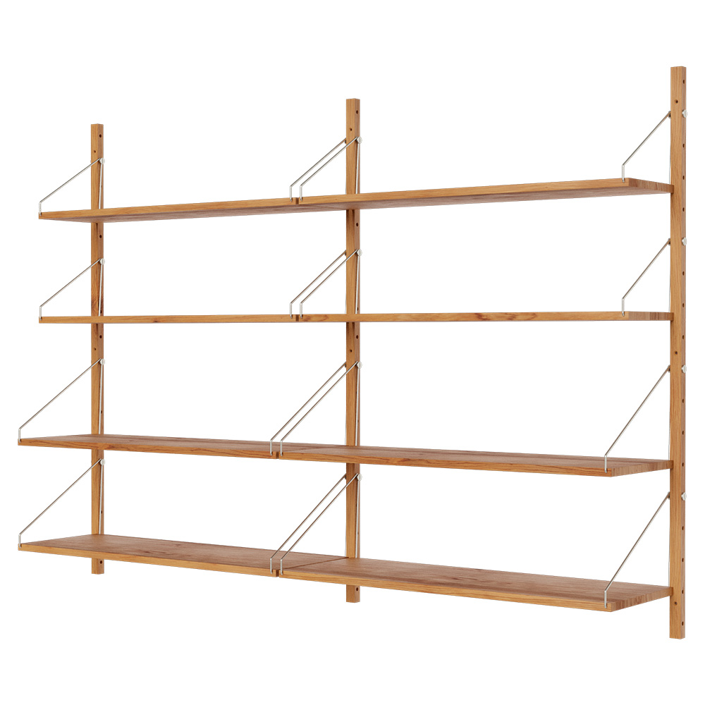 Shelf Library Double Section - 64.76"W x 45.2"H, Natural Oak