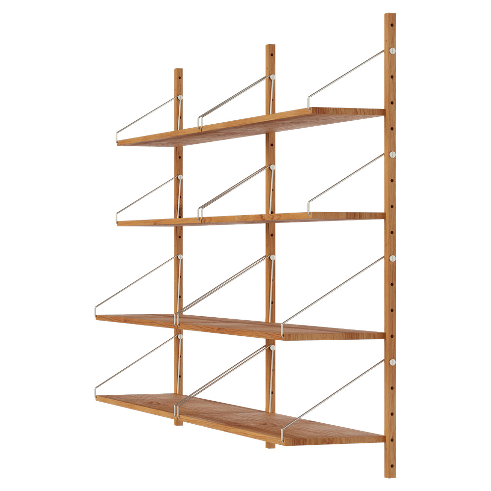 Shelf Library Double Section - 64.76"W x 45.2"H, Natural Oak