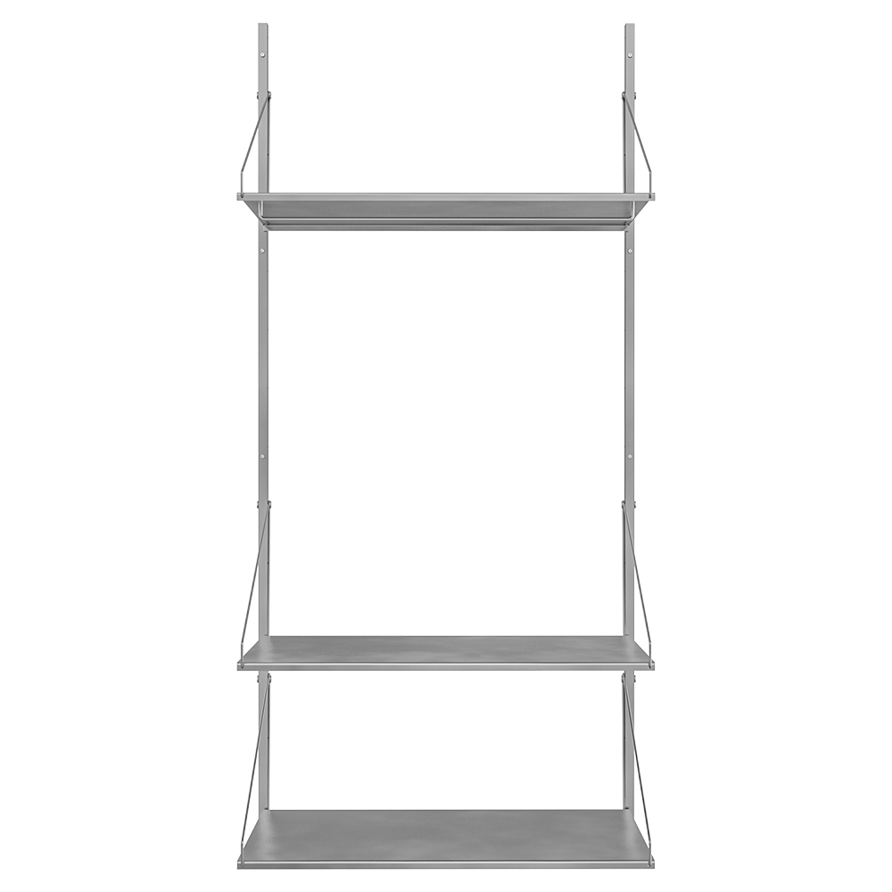 Shelf Library Hanger Section - 32.48"W x 72.91"H, Stainless Steel