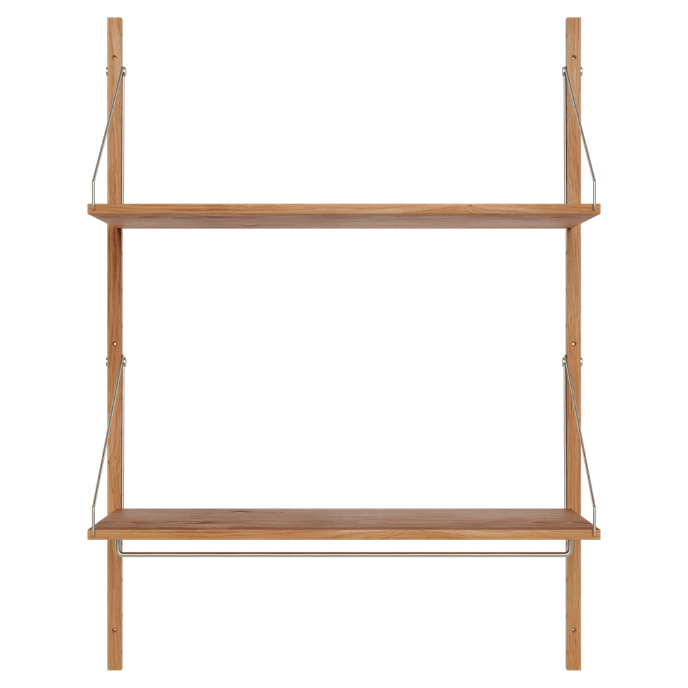 Shelf Library Hanger Section - 32.87"W x 45.2"H, Natural Oak