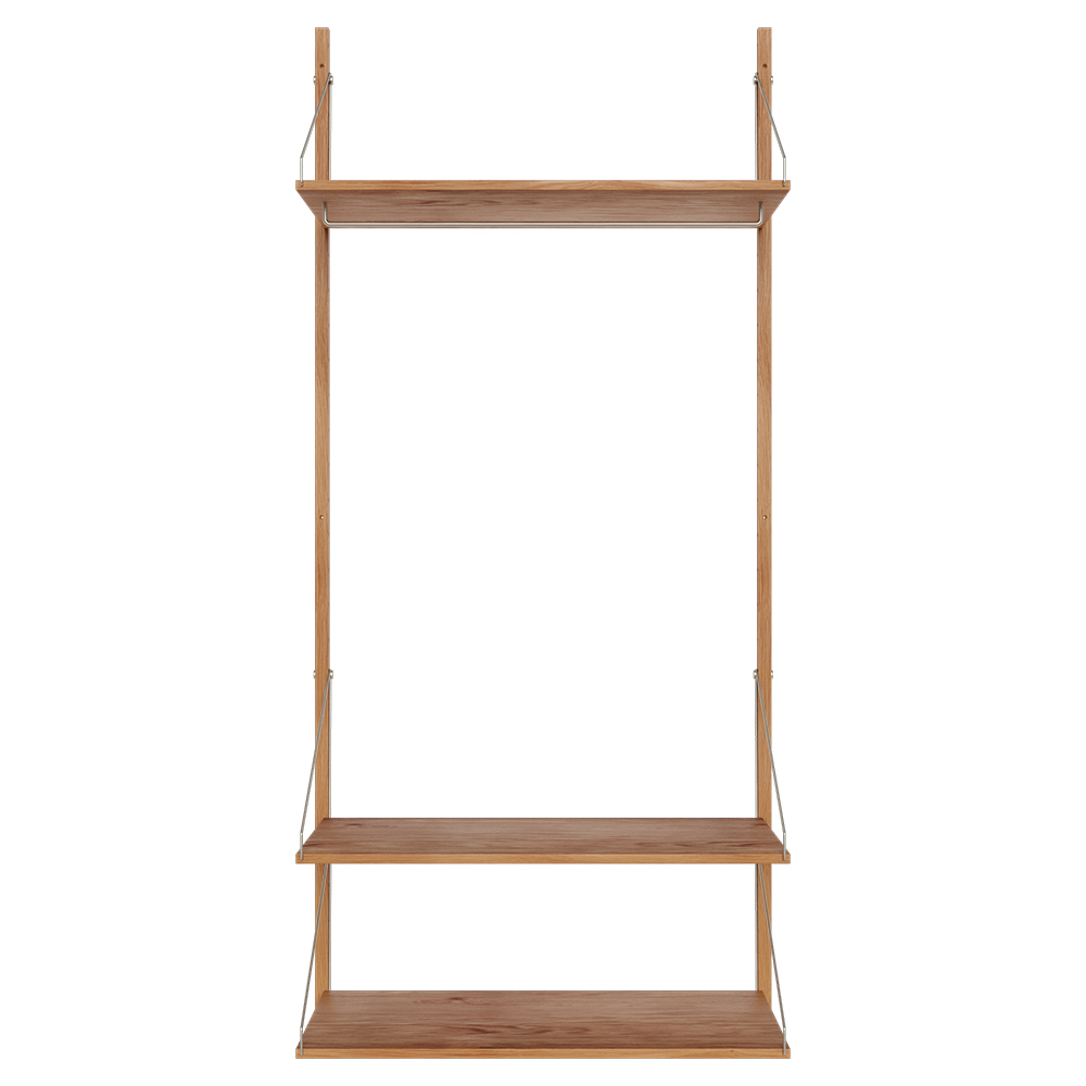 Shelf Library Hanger Section - 32.87"W x 72.91"H, Natural Oak