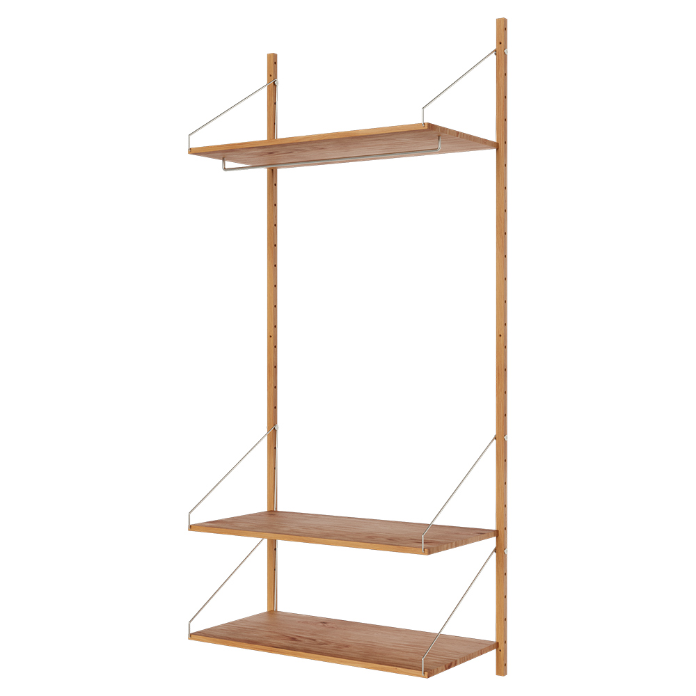 Shelf Library Hanger Section - 32.87"W x 72.91"H, Natural Oak