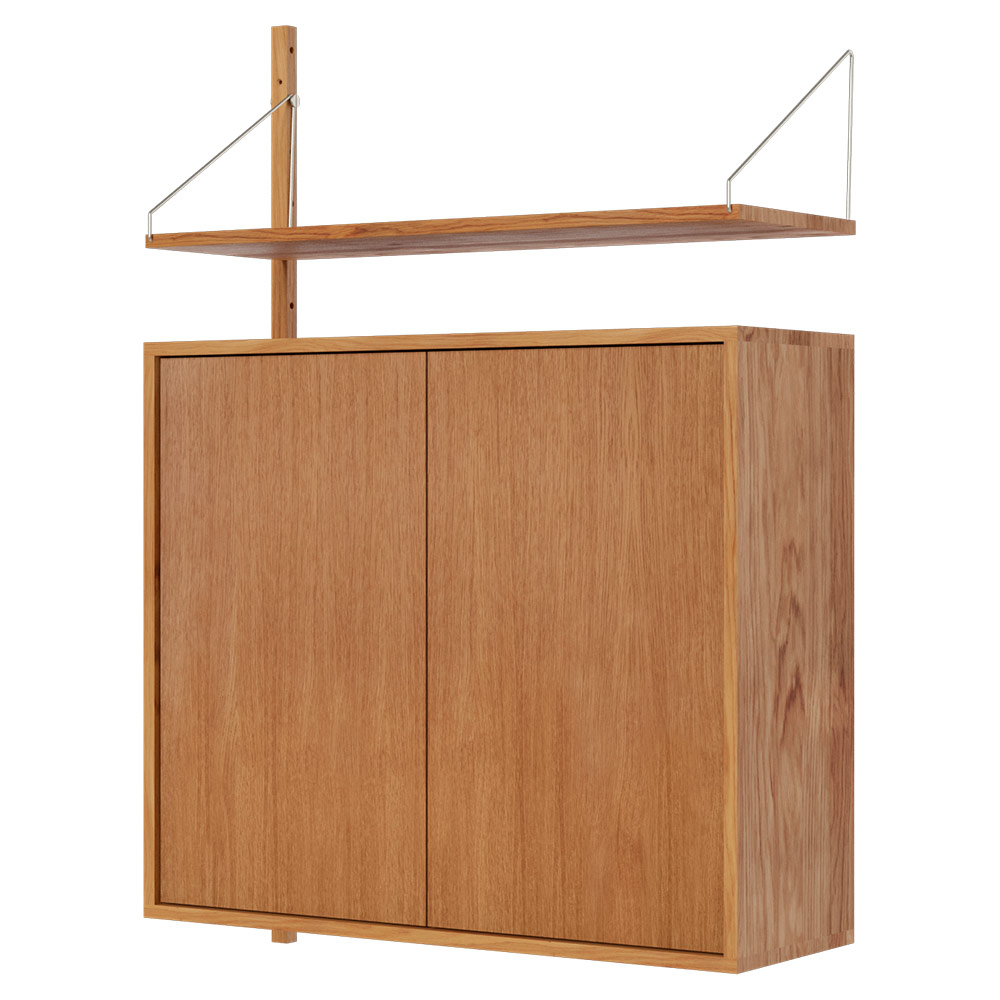 Shelf Library Medium Cabinet Add-on Section - 32.18"W x 45.2"H, Natural Oak