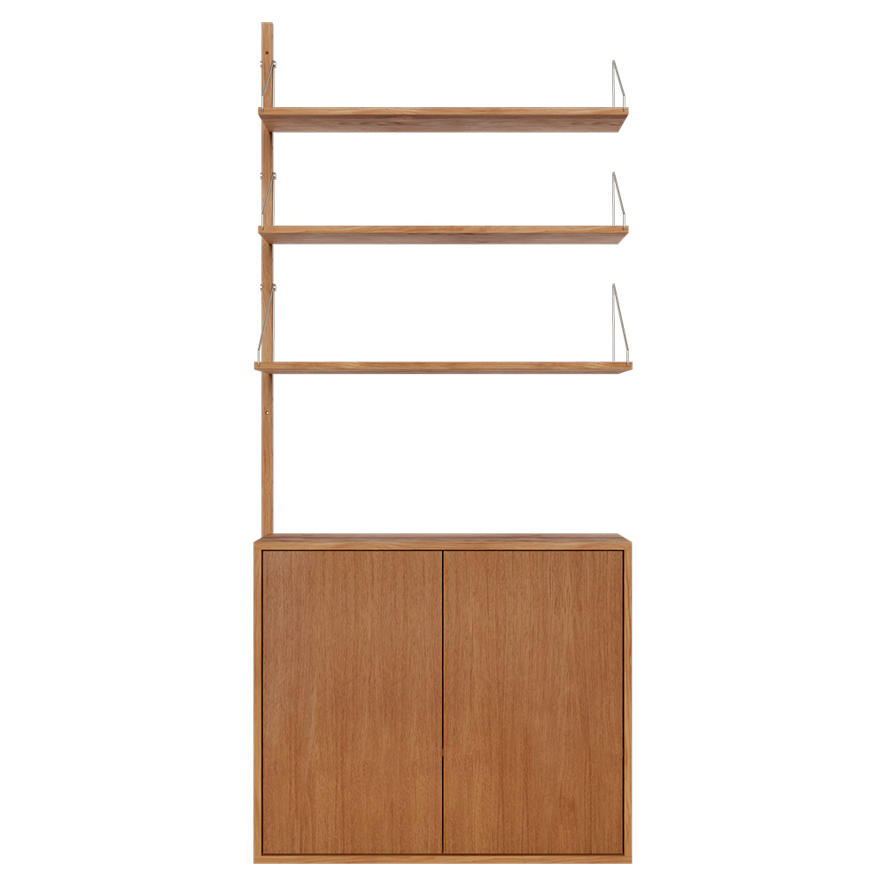 Shelf Library Medium Cabinet Add-on Section - 32.18"W x 72.91"H, Natural Oak