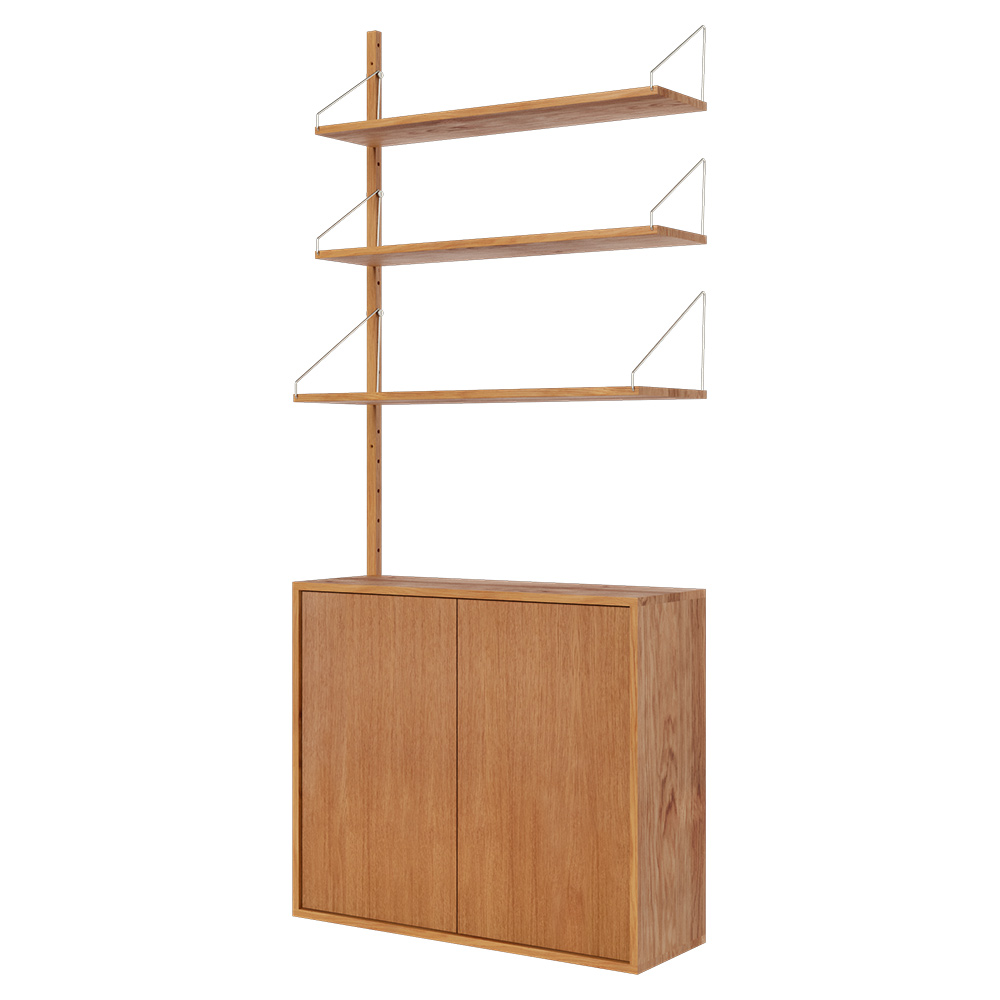 Shelf Library Medium Cabinet Add-on Section - 32.18"W x 72.91"H, Natural Oak