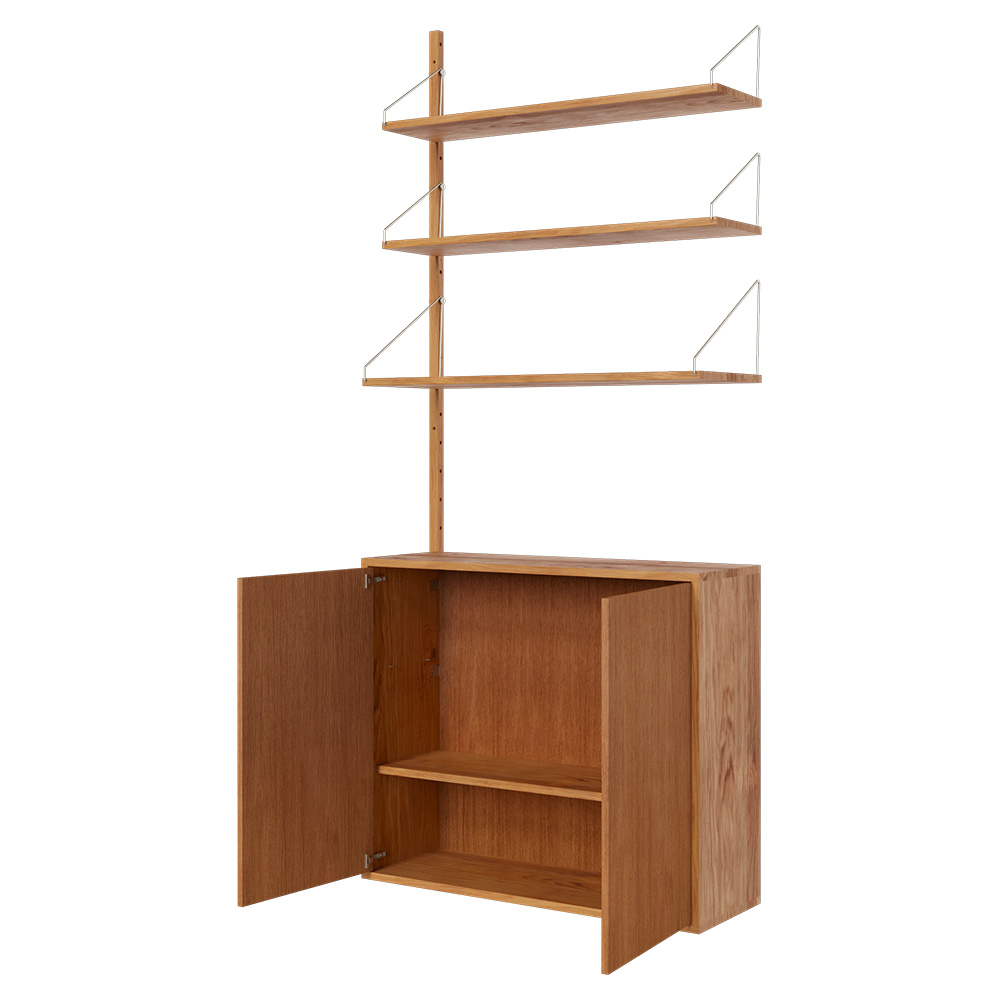 Shelf Library Medium Cabinet Add-on Section - 32.18"W x 72.91"H, Natural Oak