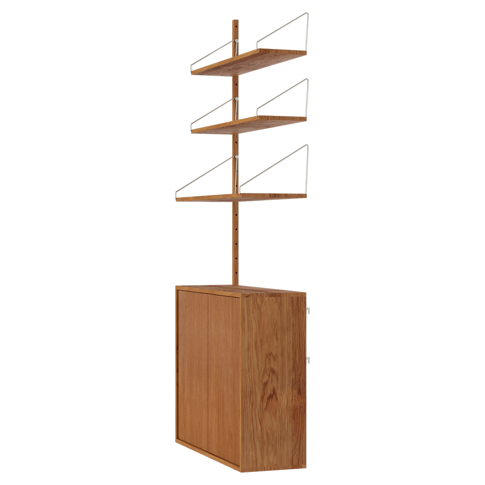 Shelf Library Medium Cabinet Add-on Section - 32.18"W x 72.91"H, Natural Oak