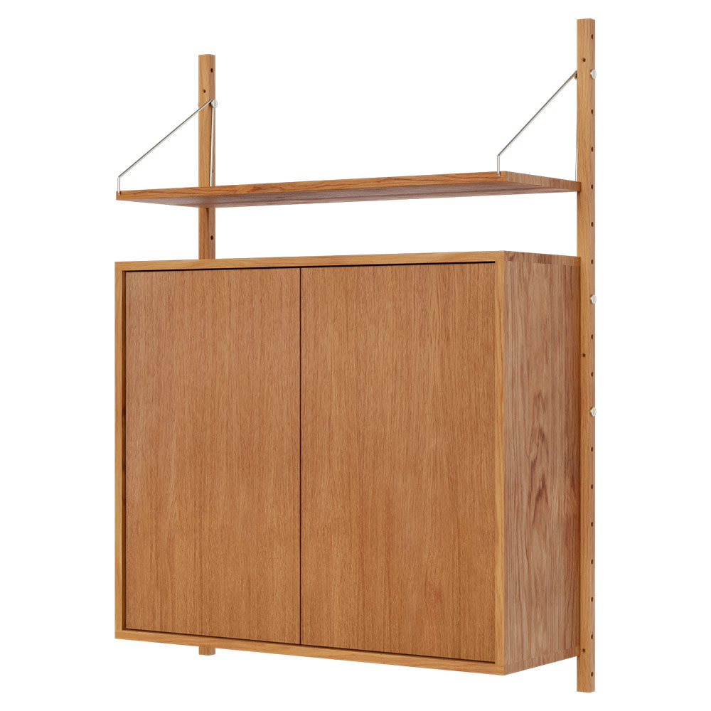 Shelf Library Medium Cabinet Section - 32.87"W x 45.2"H, Natural Oak