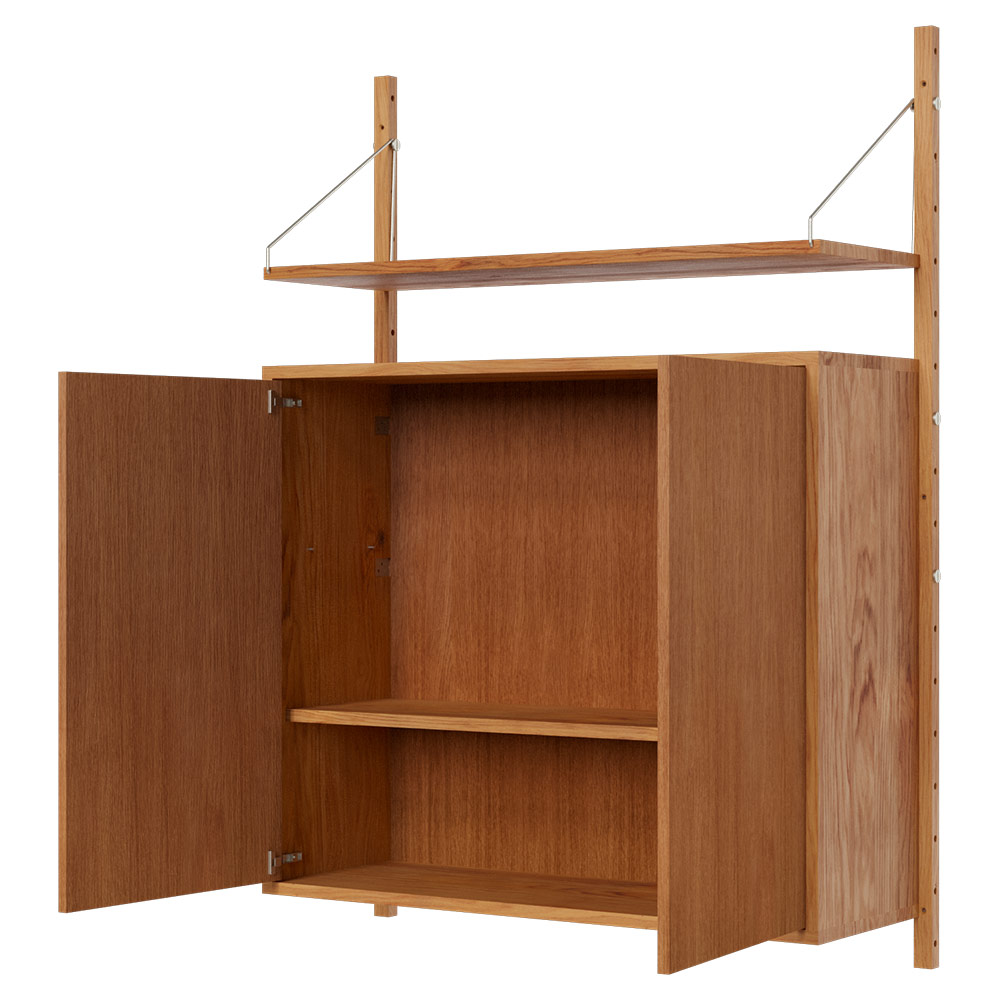 Shelf Library Medium Cabinet Section - 32.87"W x 45.2"H, Natural Oak
