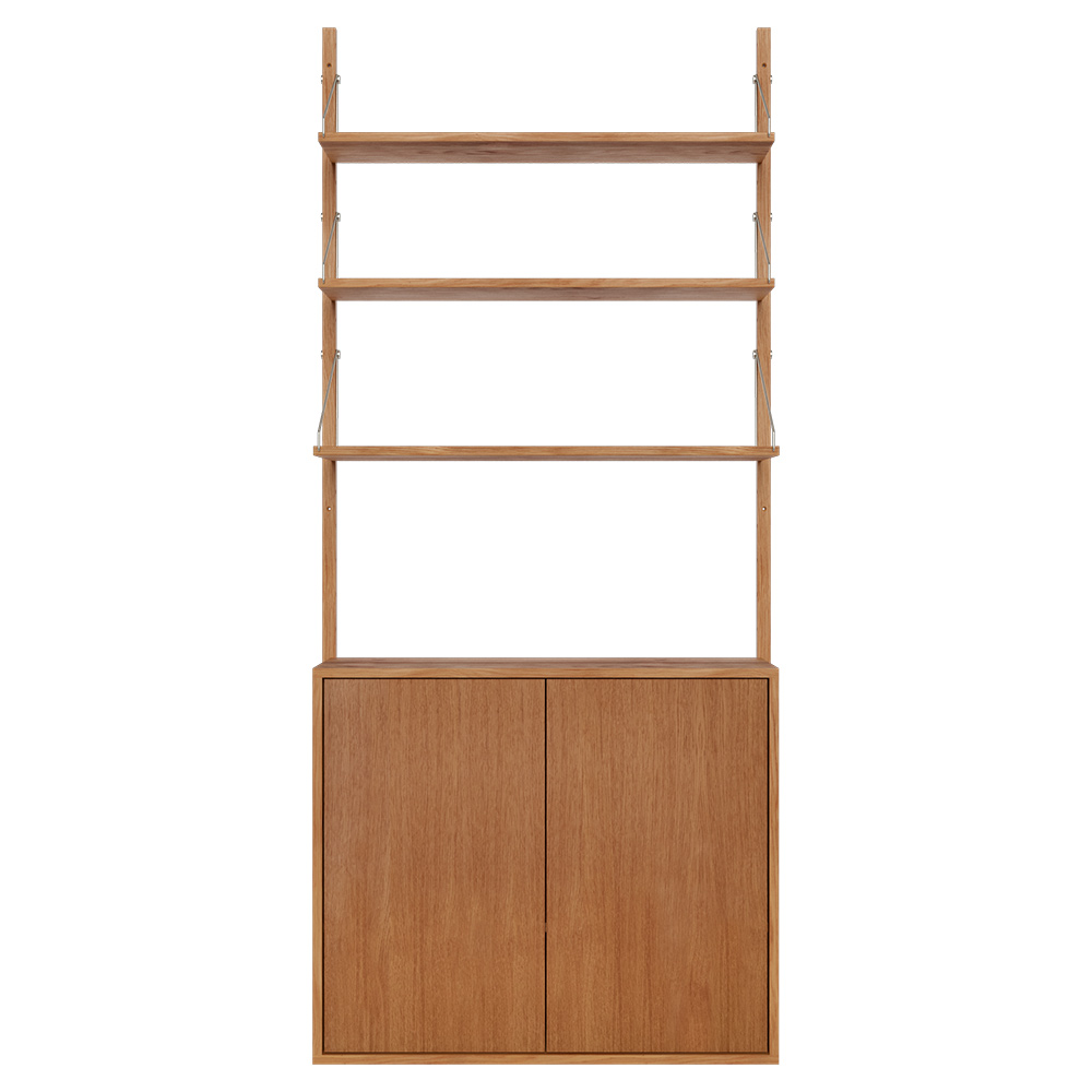 Shelf Library Medium Cabinet Section - 32.87"W x 72.91"H, Natural Oak
