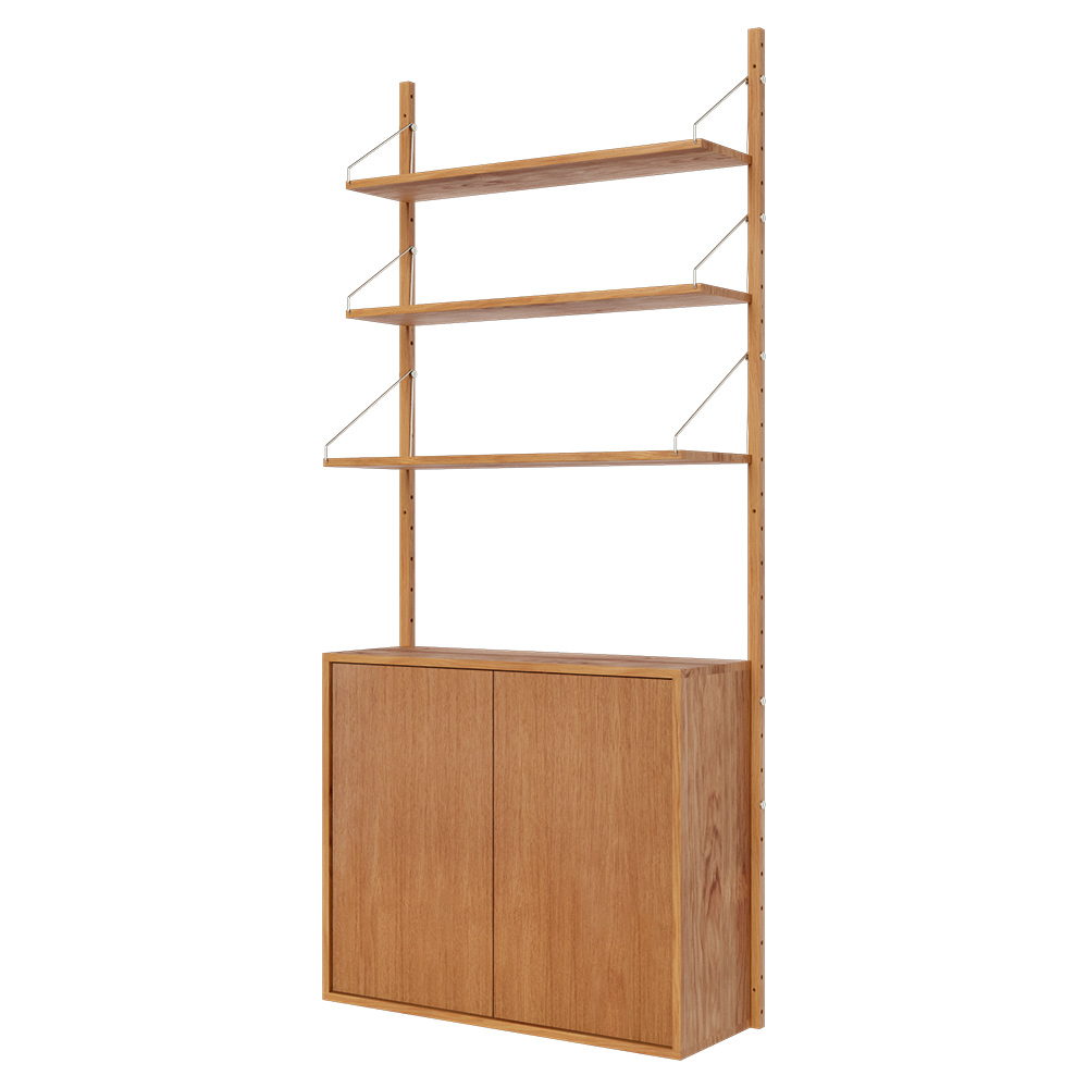 Shelf Library Medium Cabinet Section - 32.87"W x 72.91"H, Natural Oak