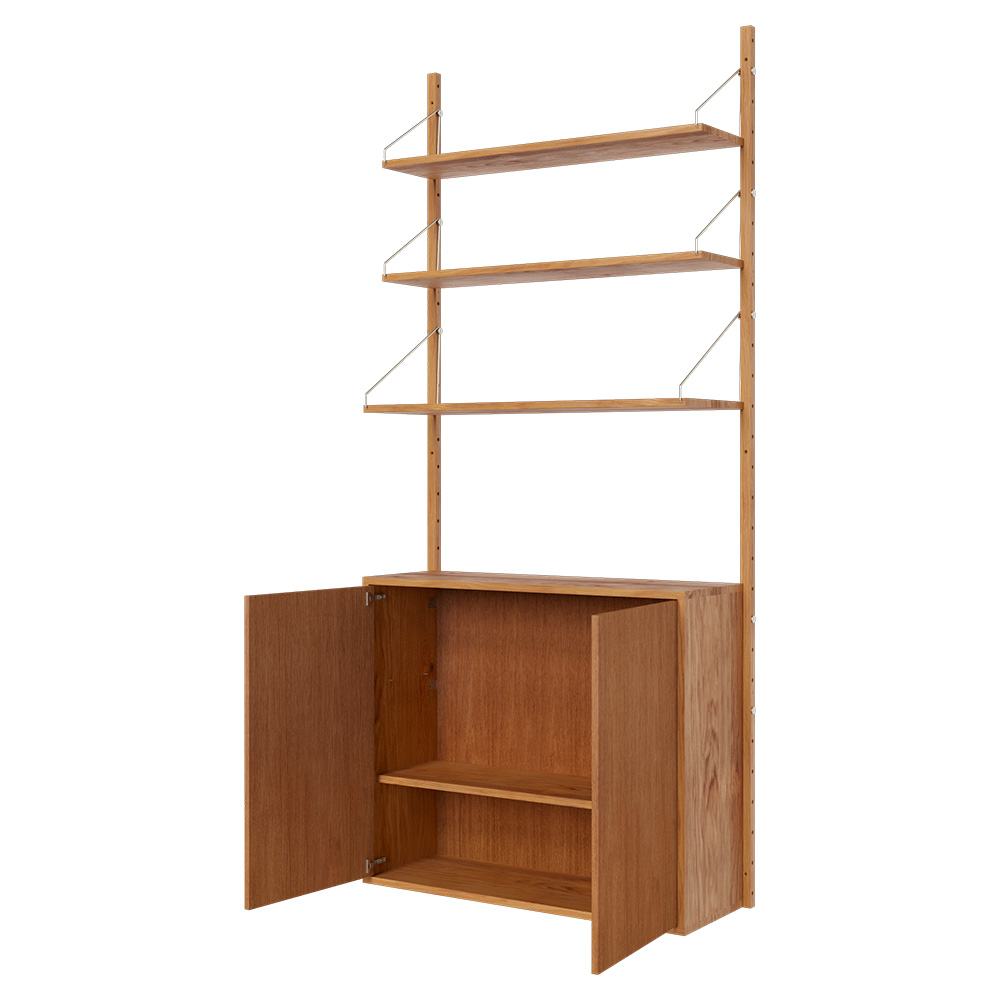 Shelf Library Medium Cabinet Section - 32.87"W x 72.91"H, Natural Oak