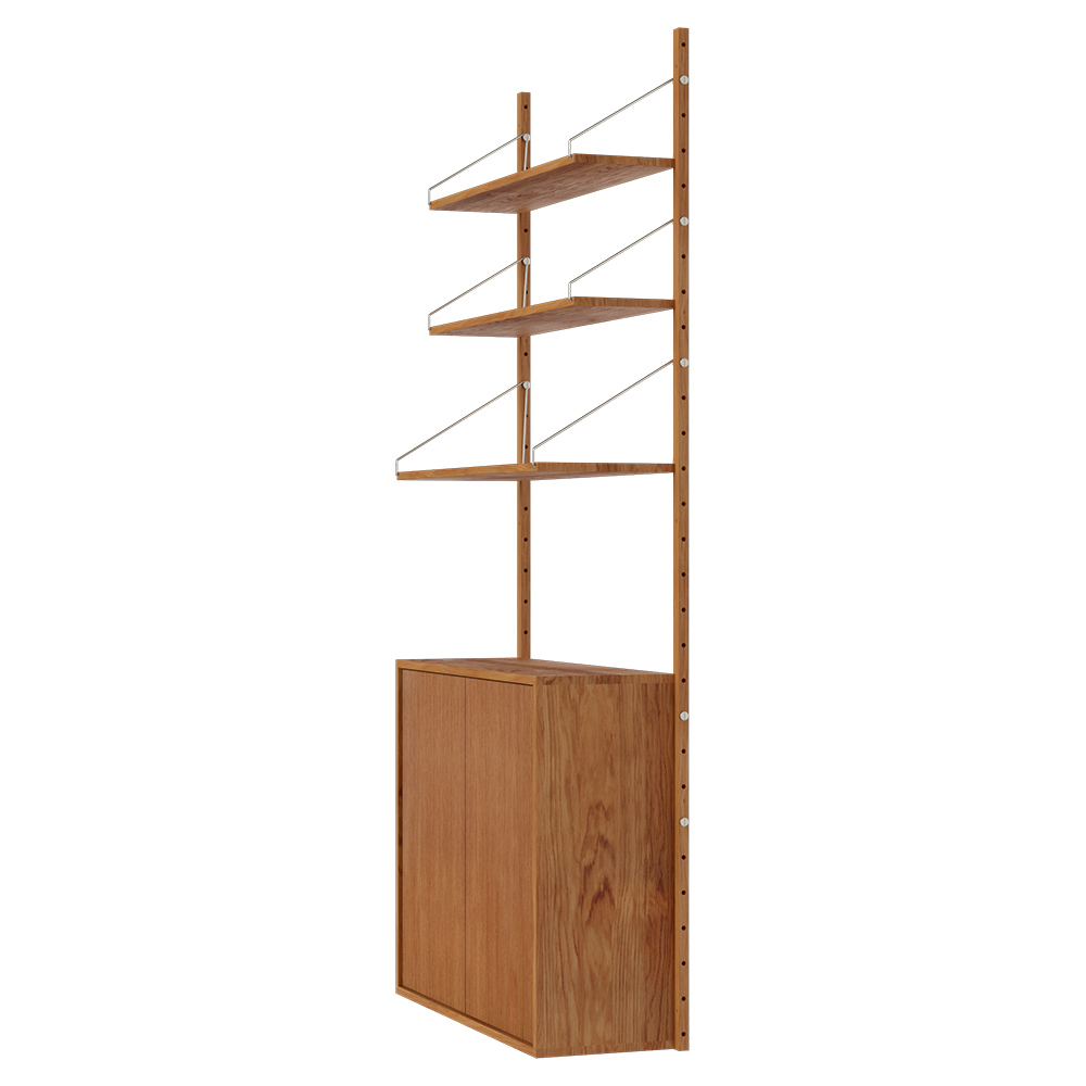 Shelf Library Medium Cabinet Section - 32.87"W x 72.91"H, Natural Oak